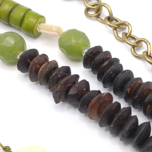 Chico's Beaded Long Necklace, Mother of Pearl Beads, 40 Inches, Earth Colors - Picture 7 of 10